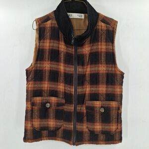 BKE Brown/Black Plaid Puffer Full Zip‎  Vest Womens Medium
